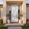 AUSTIN- FLUSH EXTERIOR FIBERGLASS DOOR WITH WHITE BRUSHED GRAIN (STAINABLE & PAINTABLE) (1-3/4