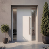 AUSTIN- FLUSH EXTERIOR FIBERGLASS DOOR WITH WHITE BRUSHED GRAIN (STAINABLE & PAINTABLE) (1-3/4