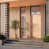 Chelsea:  Exterior White Oak Flush Door with Horizontal Grooves and Horizontal Grain (1-3/4”)