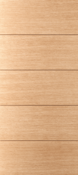 Chelsea:  Exterior White Oak Flush Door with Horizontal Grooves and Horizontal Grain (1-3/4”)