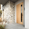 Rome –Exterior Flush White Oak Door with Single Vertical Lite (1-3/4”)
