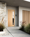 Rome –Exterior Flush White Oak Door with Single Vertical Lite (1-3/4”)