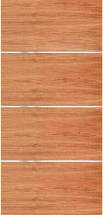 MOVIDA - MAHOGANY FLUSH INTERIOR DOOR WITH 1/4" HORIZONTAL 3 ALUMINUM STRIPS (1-3/4")