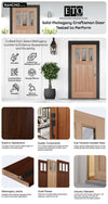 Rancho - Craftsman Mahogany Exterior Door 3-Lite Low-E Clear with 3 Panel Bottom (1-3/4