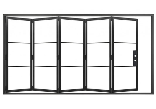 Abrir: Steel Metal Folding Patio French Door with Low-E Glass Exterior Grade...