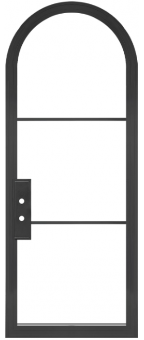 Ojai: Single Arched Steel Metal 3-Lite French Door with Low-E Glass Exterior Grade