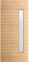 Albany – Multi Horizontal Plank Exterior White Oak Door with Vertical Lite (1-3/4”)