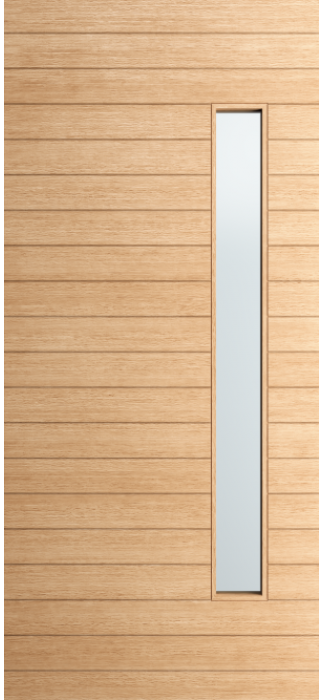 Albany – Multi Horizontal Plank Exterior White Oak Door with Vertical Lite (1-3/4”)