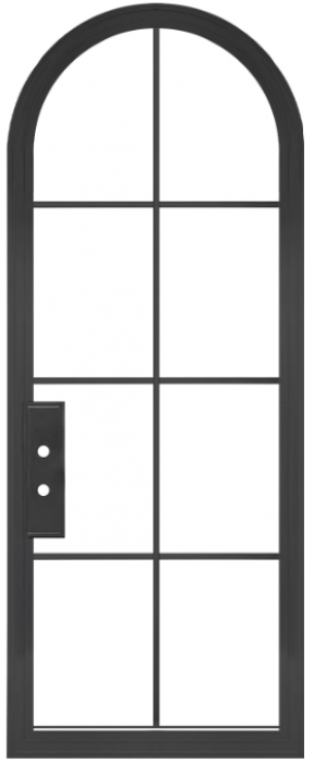 Bowie:  Single Arched Steel Metal 8-Lite French Door with Low-E Glass Exterior Grade