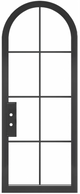 Bowie:  Single Arched Steel Metal 8-Lite French Door with Low-E Glass Exterior Grade