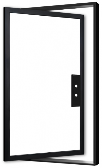Caldwell - Pivot Steel Metal Exterior Grade 1-Lite Door with Clear Low-E Glass