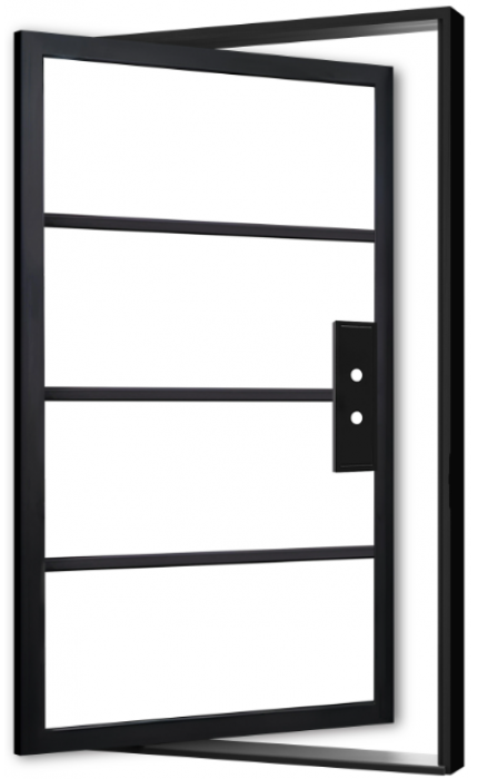 Dixon - Pivot Steel Metal Exterior Grade 4-Lite Door with Clear Low-E Glass