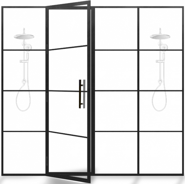 Doccia: Steel Metal Shower Door with Single Tempered Clear Glass