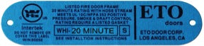 20 Minute Fire Rated Frame Label