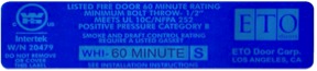 60 Minute Fire Rated Door Label