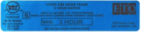 3 Hour Fire Rated Door Label