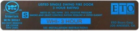 3 Hour Fire Rated Frame Label