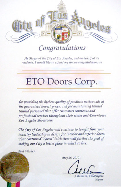 City of Los Angeles Mayoral Recognition