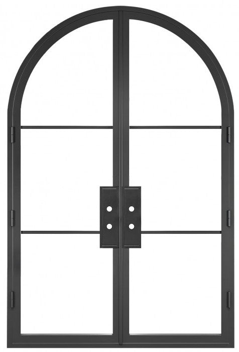 Mobile - Double Arched Steel Metal 3-Lite French Door with Low-E Glass Exterior Grade