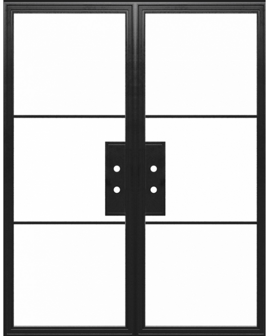 Plada - Steel Metal Exterior Grade 3-Lite French Door with Low-E Glass