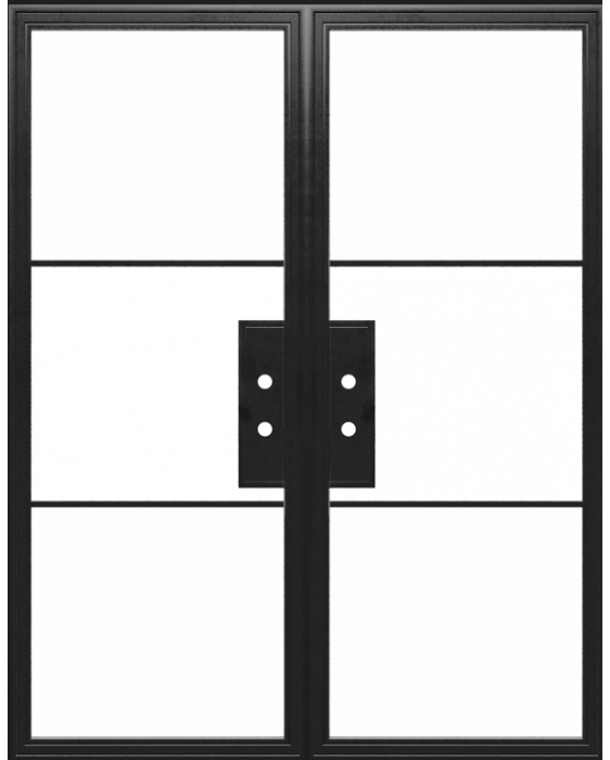 Plada - Steel Metal Exterior Grade 3-Lite French Door with Low-E Glass