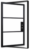 Porte - Pivot Steel Metal Exterior Grade 3-Lite Door with Clear Low-E Glass