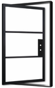 Porte - Pivot Steel Metal Exterior Grade 3-Lite Door with Clear Low-E Glass