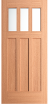 Rancho - Craftsman Mahogany Exterior Door 3-Lite Low-E Clear with 3 Panel Bottom (1-3/4