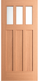 Rancho - Craftsman Mahogany Exterior Door 3-Lite Low-E Clear with 3 Panel Bottom (1-3/4")