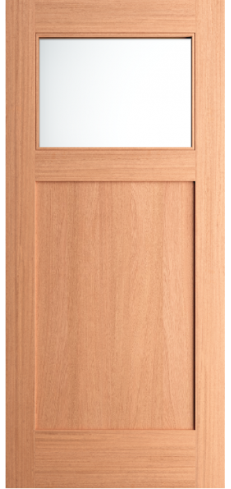 Ritz - Craftsman Mahogany Exterior Door 1-Lite Low-E Clear with 1 Panel Bottom (1-3/4")