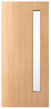 Rome –Exterior Flush White Oak Door with Single Vertical Lite (1-3/4”)