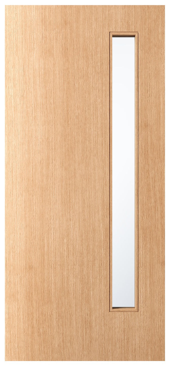Rome –Exterior Flush White Oak Door with Single Vertical Lite (1-3/4”)