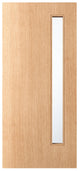 Rome –Exterior Flush White Oak Door with Single Vertical Lite (1-3/4”)