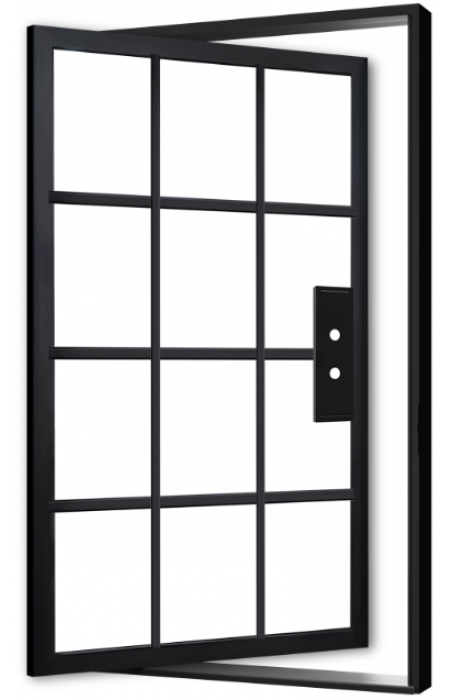 Salem - Pivot Steel Metal Exterior Grade 12-Lite Door with Clear Low-E Glass