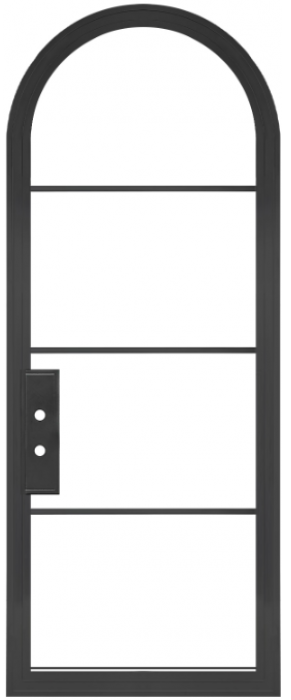 Venice: Single Arched Steel Metal 4-Lite French Door with Low-E Glass Exterior Grade