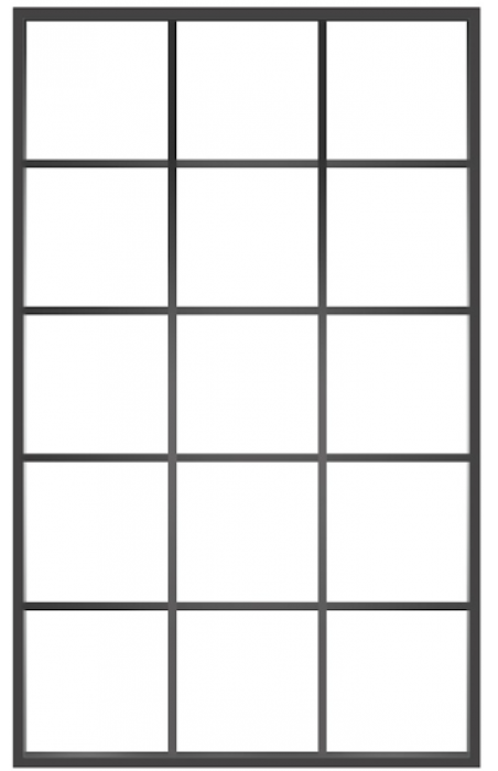 Ventana15: 15-Lite Fixed Rectangle Steel Metal Window with Low-E Glass Exterior Grade
