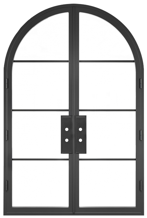 Zolo - Double Arched Steel Metal 4-Lite French Door with Low-E Glass Exterior Grade